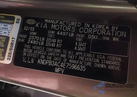 2014 Kia Sportage Lx from USA, damaged, VIN KNDPB3AC4E7596635